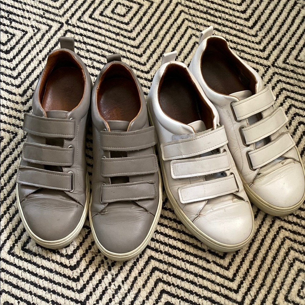 Whistles Gray and White Velcro Sneakers- 2 pairs. Size 40